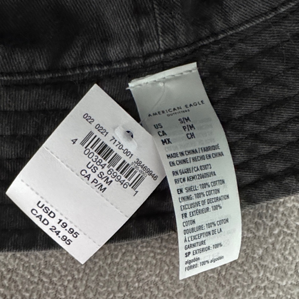 American Eagle Outfitters Black Bucket Hat with Smiley - Picture 2 of 5